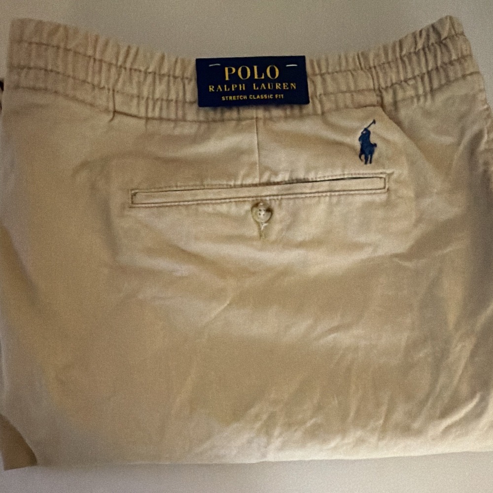 NWT Polo Ralph Lauren Men 64x31.5 Beige Cotton Chino Classic Fit Stretch Pant